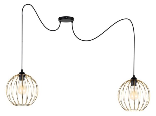 Lustră pe cablu MATT 2xE27/60W/230V neagră/aurie