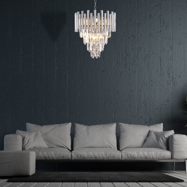 Lustră de cristal pe lanț MADISON 9xE14/40W/230V crom