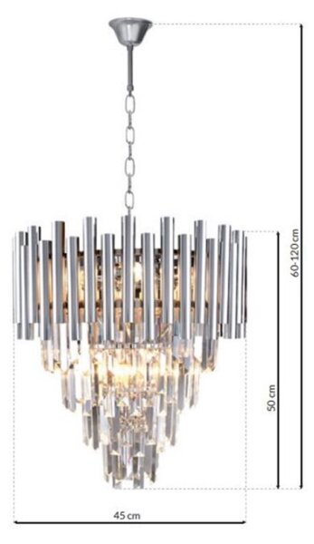 Lustră de cristal pe lanț MADISON 9xE14/40W/230V crom