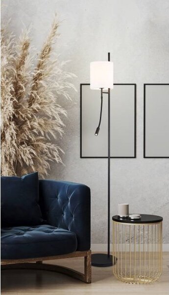 Lampadar LED TOKYO 1xE27/40W/230V + LED/3W negru/alb