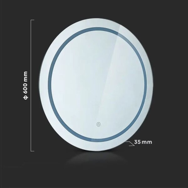 Oglindă baie LED încălzită, iluminare 25W, IP44, 3000K/4000K/6400K