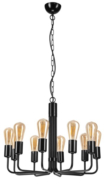 Candelabru cu lanț 10xE27/60W/230V, negru
