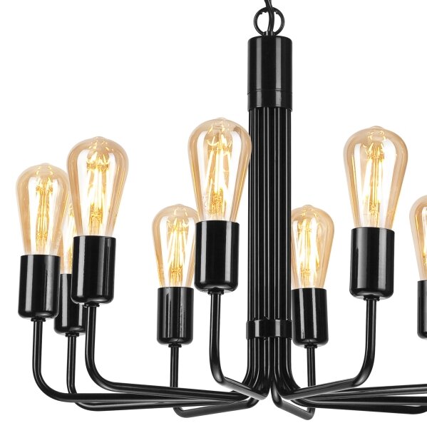 Candelabru cu lanț 10xE27/60W/230V, negru