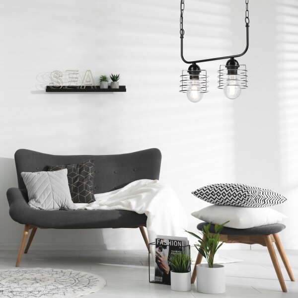 Lustră pe lanț MORGAN 2xE27/60W/230V neagră/crom