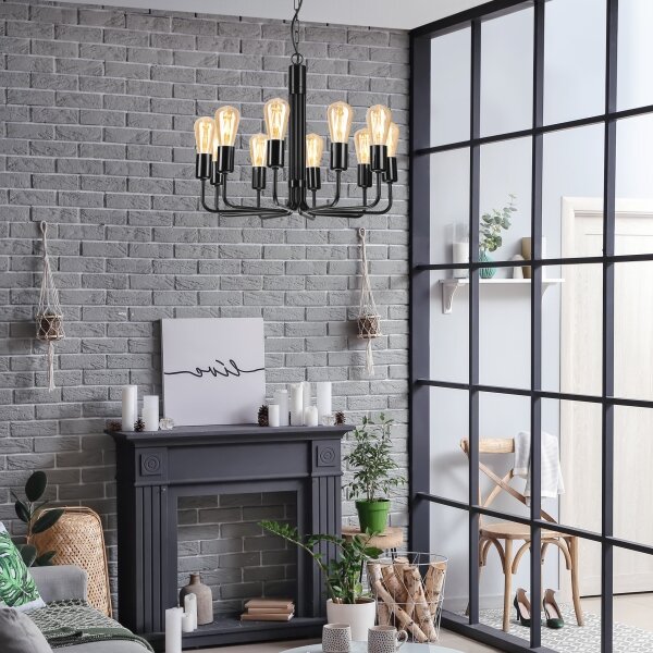 Candelabru cu lanț 10xE27/60W/230V, negru