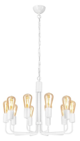 Candelabru cu lanț, 10 x E27, 60 W, 230 V, alb