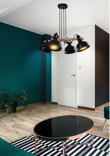 Lustră pe cablu RENO 4xE27/40W/230V neagră/maro