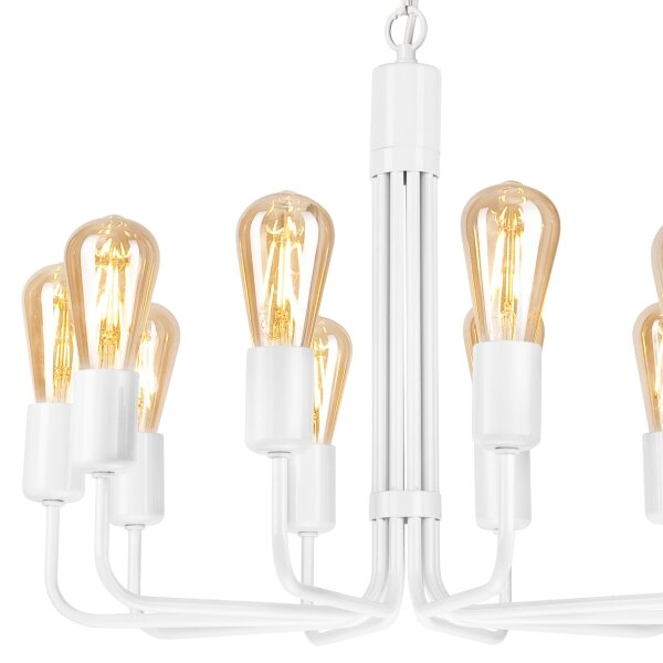 Candelabru cu lanț, 10 x E27, 60 W, 230 V, alb