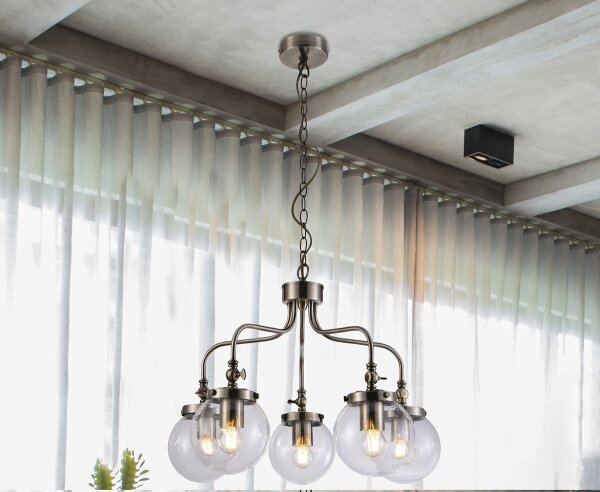 Lustră pe lanț BALLET 5xE27/40W/230V crom mat