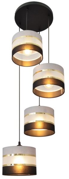 Lustră pe cablu HELEN 4xE27/15W/230V neagră/gri/aurie