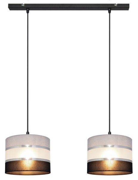 Lustră pe cablu HELEN 2xE27/15W/230V neagră/gri/argintie