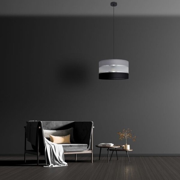 Lustră pe cablu HELEN 1xE27/15W/230V d. 35 cm neagră/gri/argintie