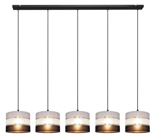Lustră pe cablu HELEN 5xE27/15W/230V neagră/gri/argintie