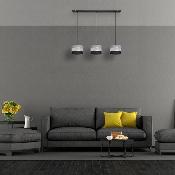 Lustră pe cablu HELEN 3xE27/15W/230V neagră/gri/argintie