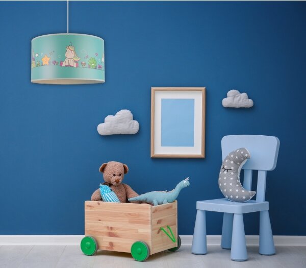 Lustră pe cablu pentru copii Duolla UNICORN 1xE27/15W/230V d. 35 cm