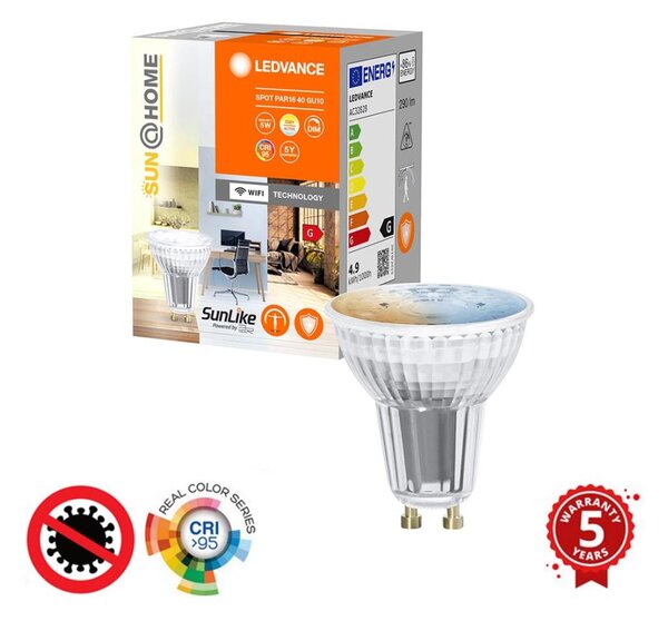LED bec antibacterian dimabil PAR16 GU10/4,9W/230V Wi-Fi - Ledvance