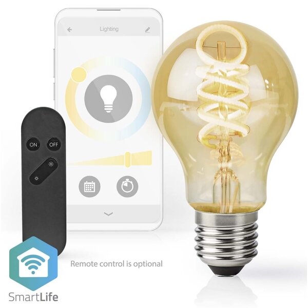 Nedis WIFILRT10A60 - Bec LED dimabil A60 E27/4,9W/230V Wi-Fi 1800-6500K