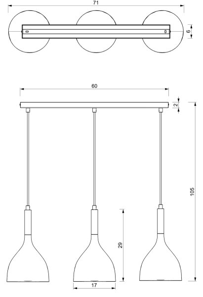 Lustră pe cablu NOAK 3xE27/60W/230V albă/aurie