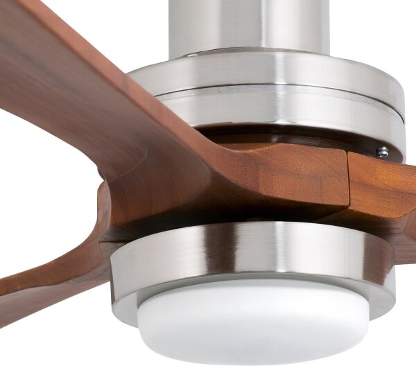 FARO 33518DC - Ventilator de tavan LED LANTAU, 15 W, 230 V, crom/lemn + telecomandă