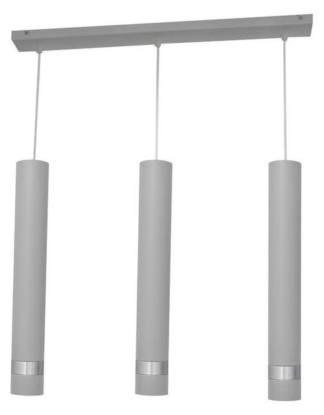 Lustr LED TUBA 3xGU10/4,8W/230V cablu, gri/crom lucios