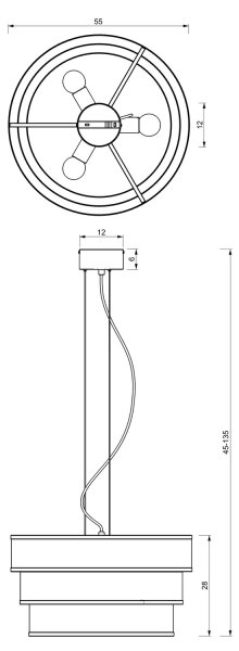 Lustră pe cablu GLUM 3xE27/60W/230V neagră