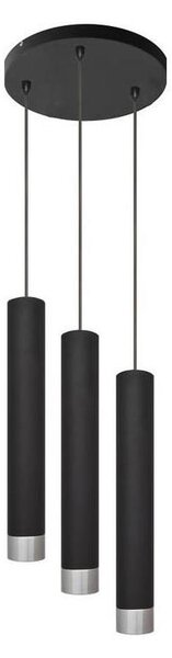 Lustr LED TUBA 3xGU10/4,8W/230V negru/crom lucios pe cablu