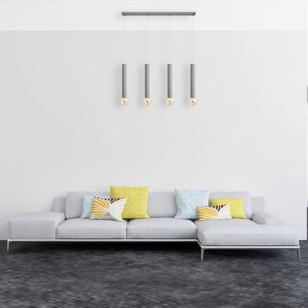 Lustră pe cablu TUBA 4xE27/15W/230V gri