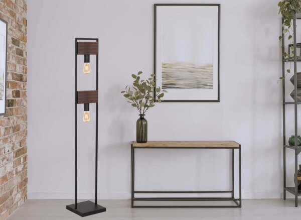 Lampadar HARD 2xE27/11W/230V lemn/negru Klausen 107002