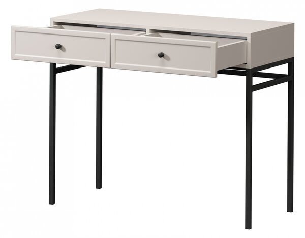 Consolă cu sertare Lorini 100 cm - cașmir, mânere negre, cadru metalic