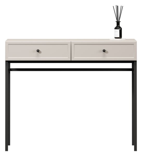 Consolă cu sertare Lorini 100 cm - cașmir, mânere negre, cadru metalic