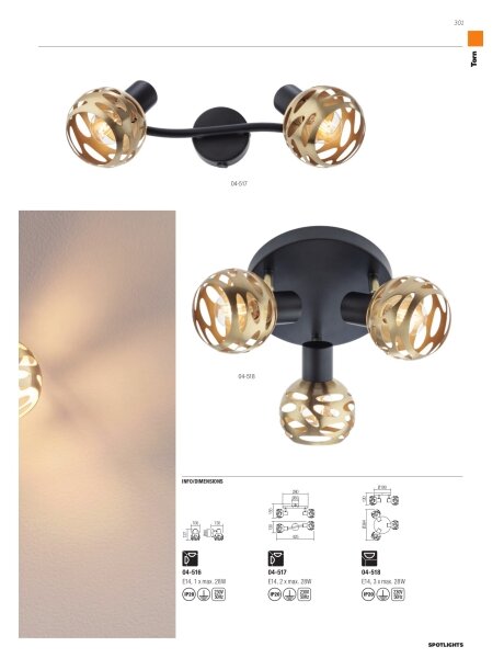 Spot de perete TORN 1xE14/28W/230V Redo 04-516