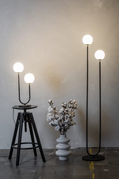 Lampă de masă FERRONE 2xE14/7W/230V neagră/albă/aurie Argon 7072