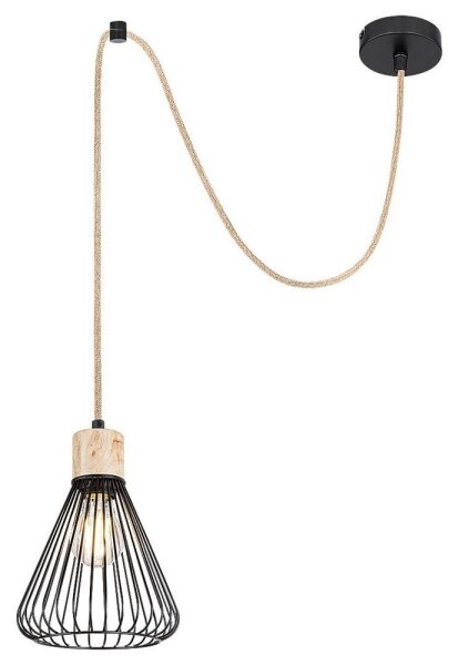 Lustră pe cablu FARFALLE 1xE27/40W/230V neagră/fag Rabalux 3148