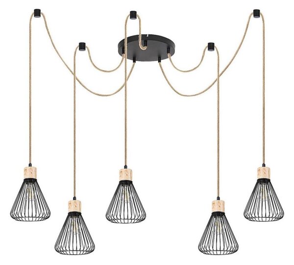 Lustră pe cablu FARFALLE 5xE27/40W/230V neagră/fag Rabalux 3150