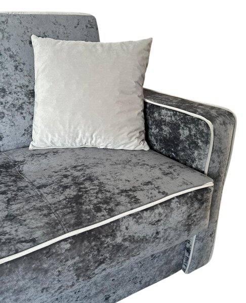 Fotoliu SAMY NEXT extensibil, cu lada de depozitare, catifea plusata gri, cadru metalic, 103x100x92 Catifea plusata, Gri
