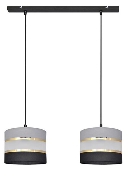 Lustră pe cablu HELEN 2xE27/15W/230V neagră/gri/aurie