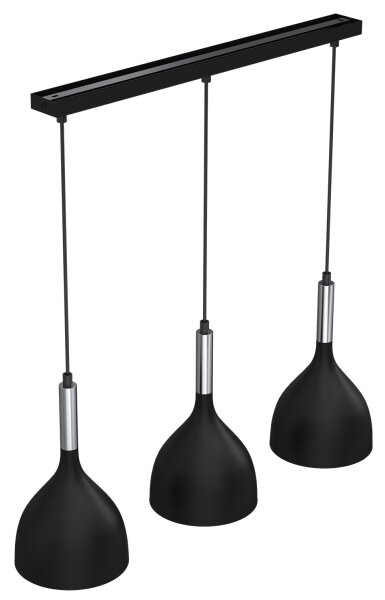 Lustră pe cablu NOAK 3xE27/60W/230V neagră/crom lucios