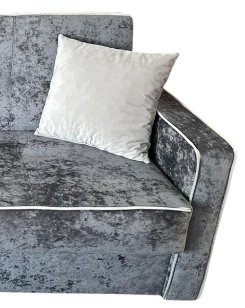 Fotoliu SAMY NEXT extensibil, cu lada de depozitare, catifea plusata gri, cadru metalic, 103x100x92 Catifea plusata, Gri