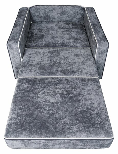 Fotoliu SAMY NEXT extensibil, cu lada de depozitare, catifea plusata gri, cadru metalic, 103x100x92 Catifea plusata, Gri