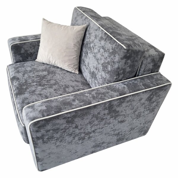 Fotoliu SAMY NEXT extensibil, cu lada de depozitare, catifea plusata gri, cadru metalic, 103x100x92 Catifea plusata, Gri