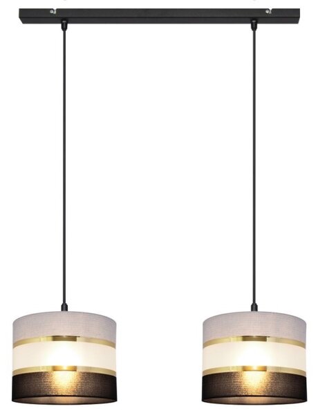 Lustră pe cablu HELEN 2xE27/15W/230V neagră/gri/aurie