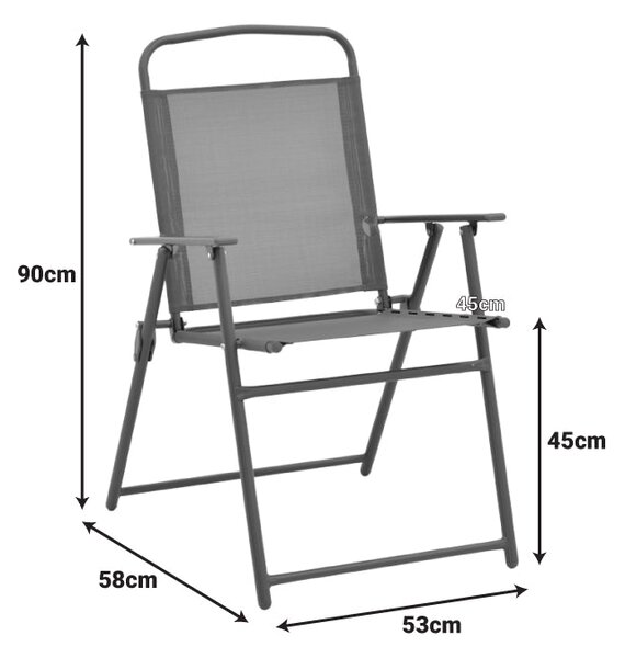 Scaun pliabil cu funcție de economisire a spațiului Vela, metal și textilenă, șampanie, Antracit, 53x58x90 cm