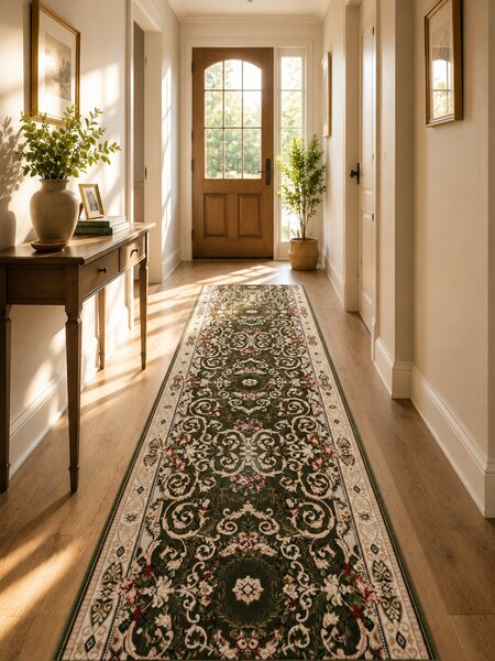 Traversa Covor, Lotos 15002, Verde, Latime 80 cm, Diverse Lungimi