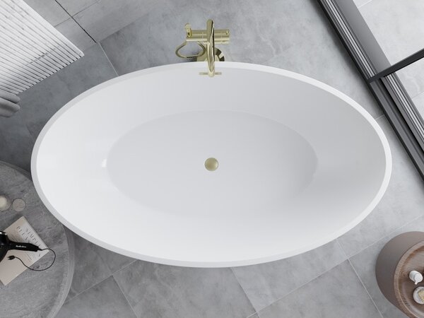 Mexen Nike, cadă de sine stătătoare 175 x 100 cm, alb-negru, preaplin auriu mat, 54071751075-55