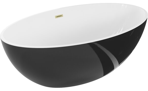 Mexen Nike, cadă de sine stătătoare 175 x 100 cm, alb-negru, preaplin auriu mat, 54071751075-55