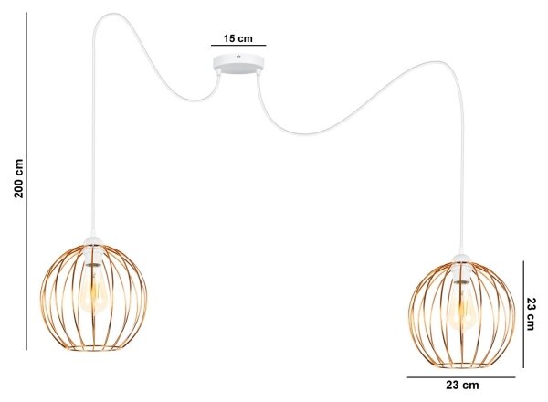 Lustră pe cablu MATT 2xE27/60W/230V albă/cupru