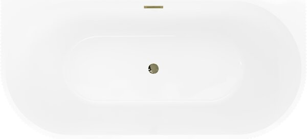 Cadă de baie independentă Mexen Oris cu caneluri 170 x 80 cm, alb lucios, preaplin auriu mat, 52871708000-55