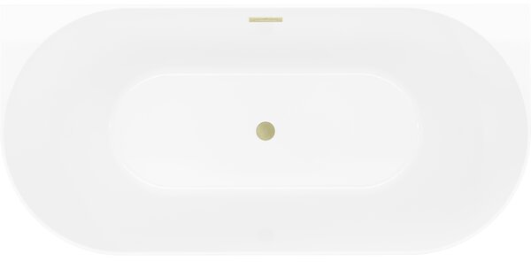 Mexen Oval Slim, cadă de baie independentă lângă perete, 170 x 80 cm, alb-negru, preaplin auriu mat, 52661708075-55