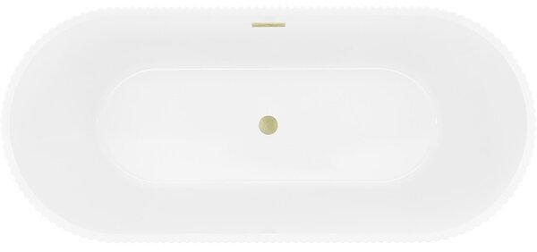 Mexen Yara, cadă de baie independentă cu caneluri 170 x 75 cm, alb-negru, preaplin auriu mat, 52861707575-55