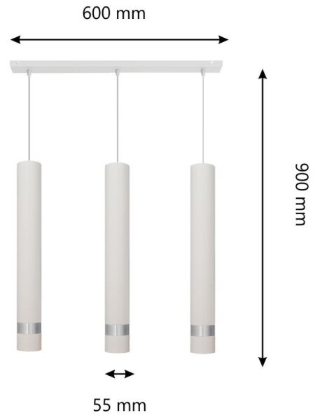 Lustr LED TUBA 3xGU10/4,8W/230V alb/luciu crom